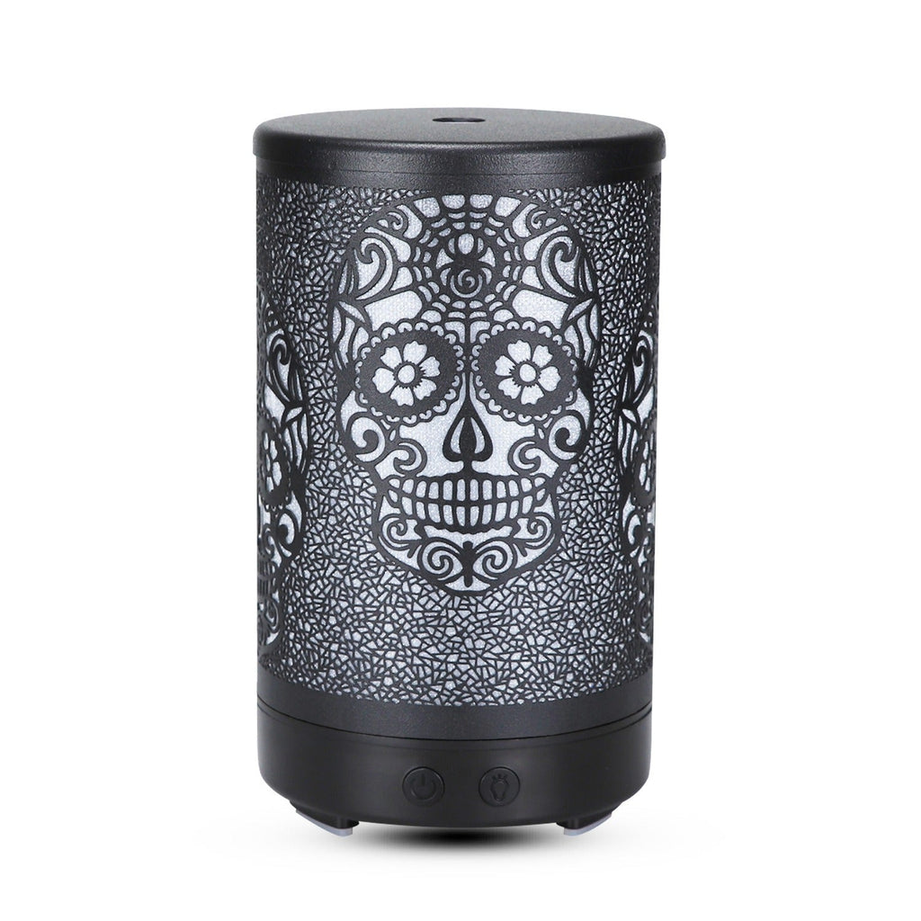 100ml Iron Metal Humificador De Aroma 7 Colors Led Lamp Ultrasonic Electric Skull Aroma Diffuser With Remote