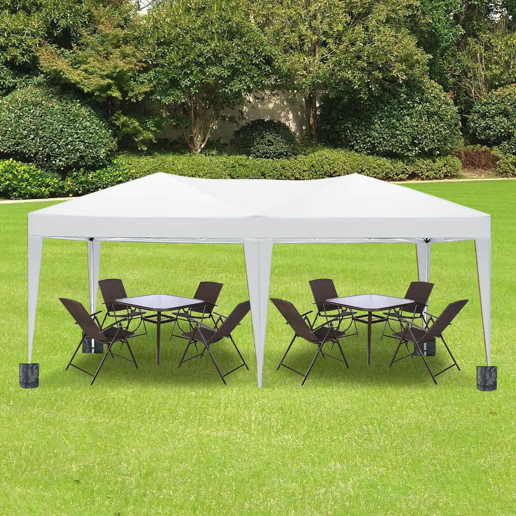 10'x20 'folding canopy with 6 detachable side walls outdoor activity shelters UPF 50+terrace portable tent (white)
