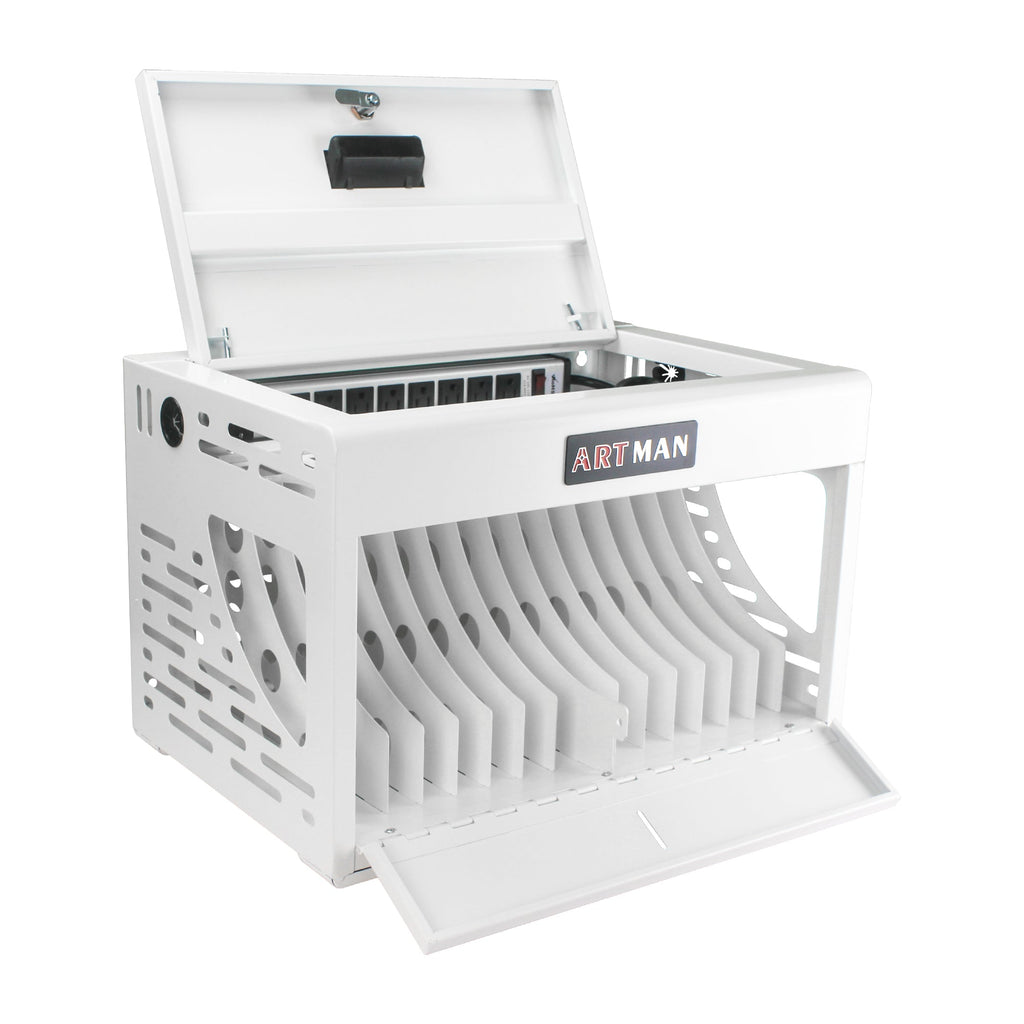 16 Bay Charging Cabinet for Laptop Chromebook Locking Charging Station-WHITE
