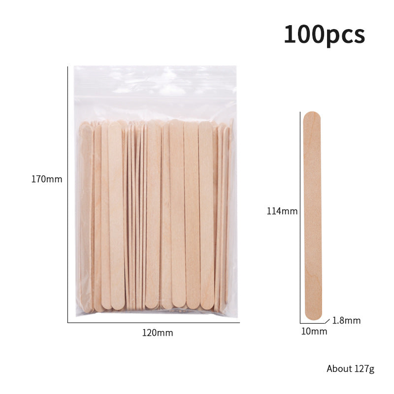 100-Piece Bag of Disposable Wooden Sticks for Hair Removal Waxing and Scraping Tools