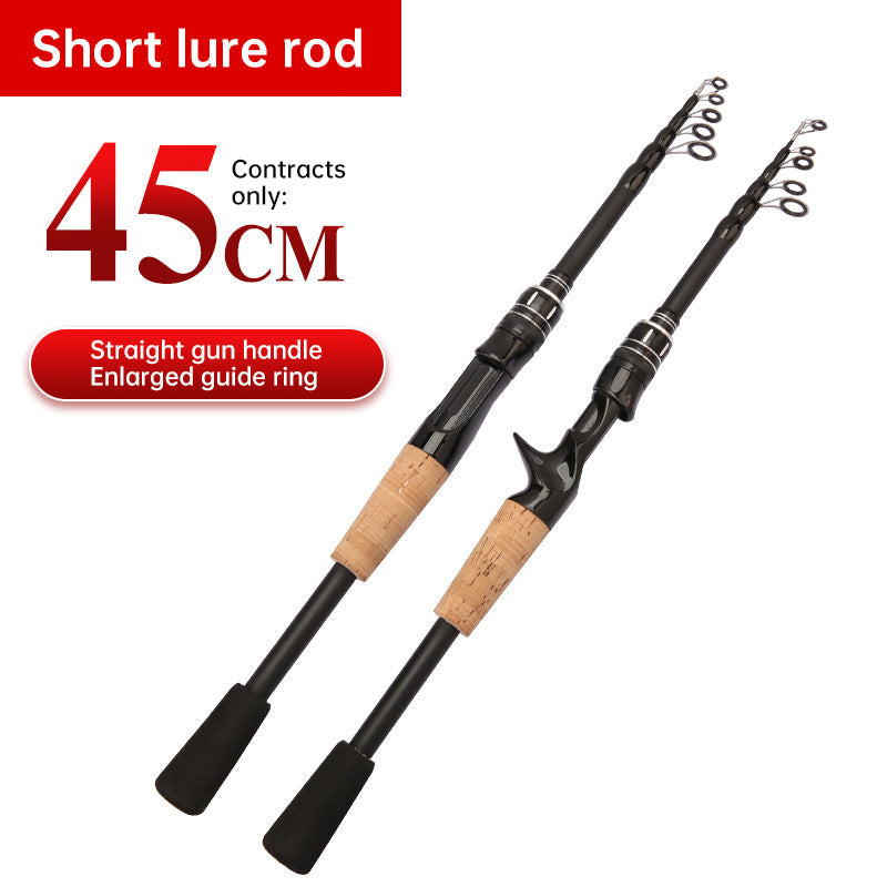 1.5 - 2.4M Telescopic Carbon Fishing Rod Rotary Baitcasting (8 - 25g) with Wooden Handle