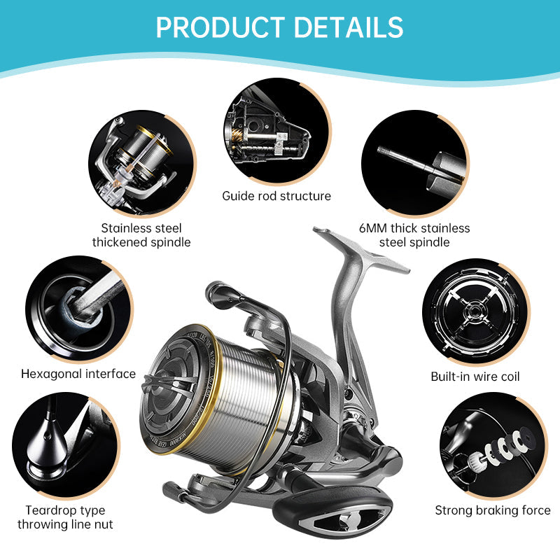 17+1BB 8000-14000 Series Aluminum Alloy Spool Fishing Reel, 4.8:1 Gear Ratio, Durable Long Casting for Baitcasting