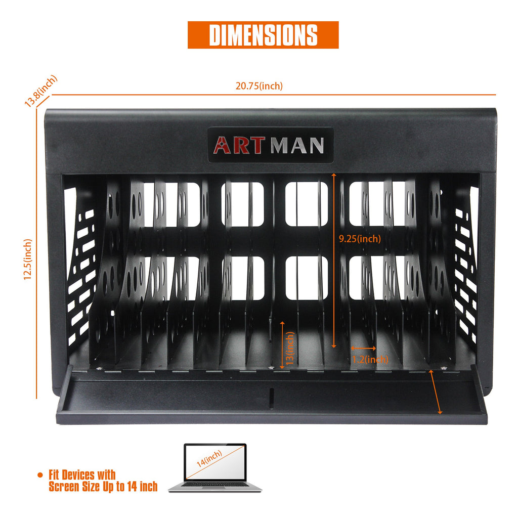 16 Bay Charging Cabinet for Laptop Chromebook Locking Charging Station-BLACK