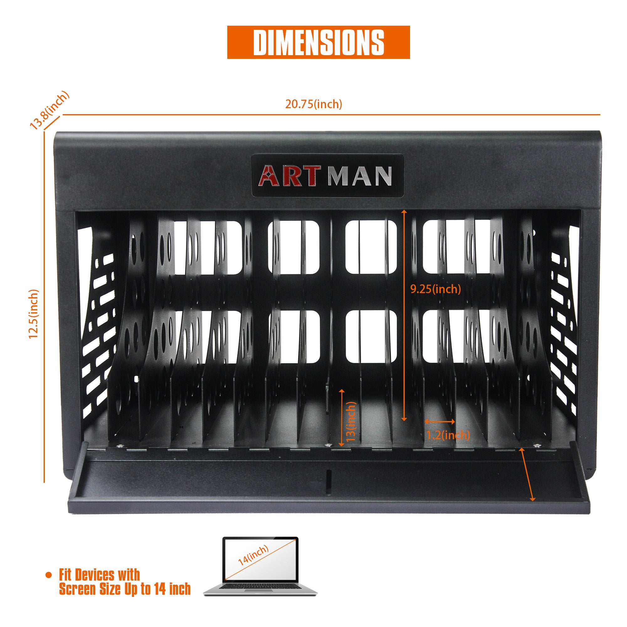 16 Bay Charging Cabinet for Laptop Chromebook Locking Charging Station-BLACK