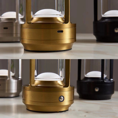 "Vintage Aluminum Table Lamp with LED Dining Table Ambience Light, USB Charging, Touch Control, Decorative Bar and Camping Night Light"