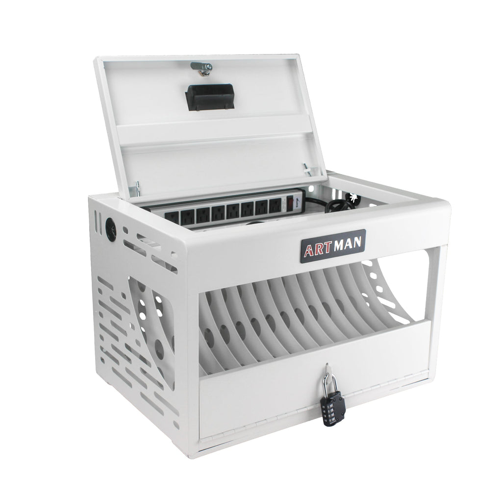 16 Bay Charging Cabinet for Laptop Chromebook Locking Charging Station-WHITE
