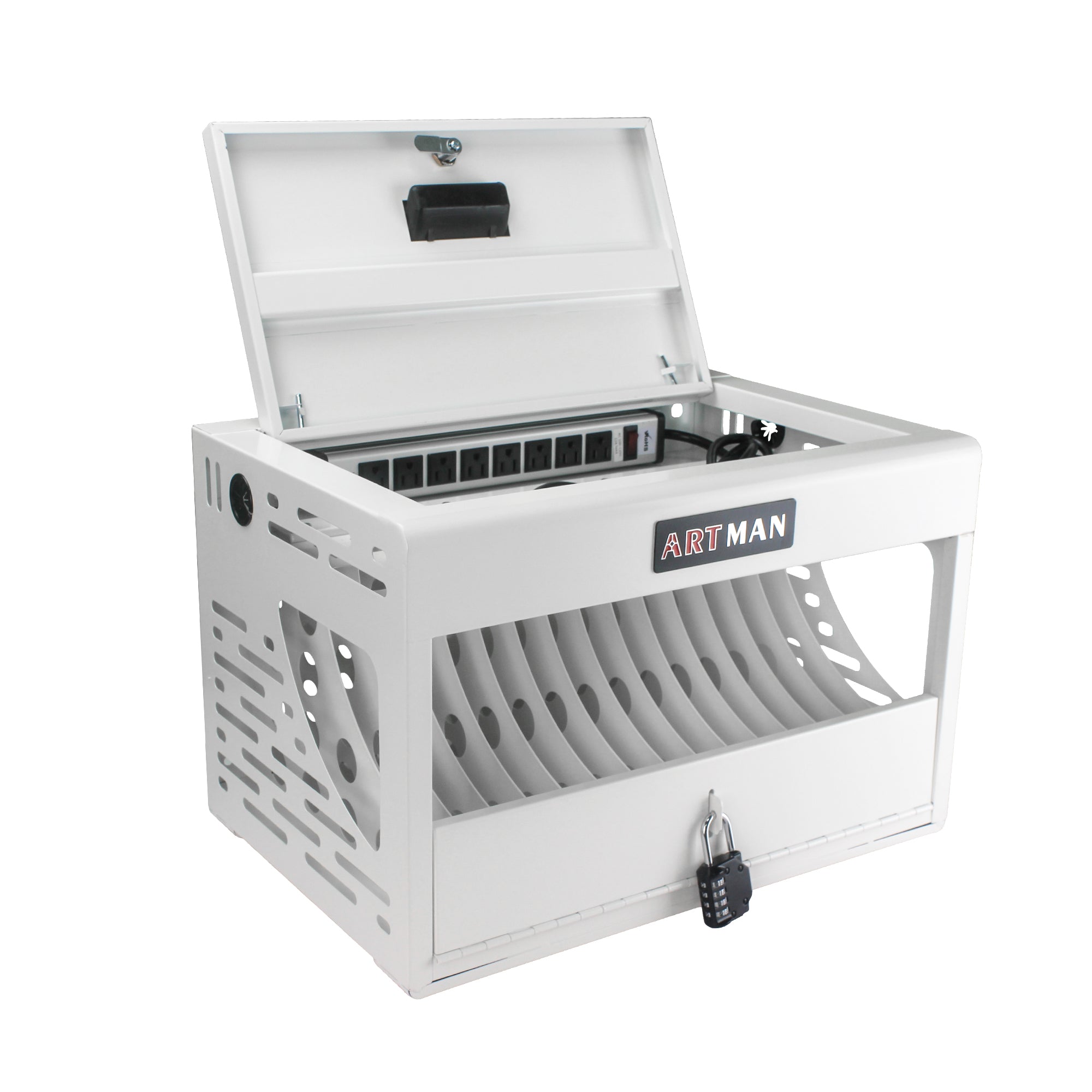 16 Bay Charging Cabinet for Laptop Chromebook Locking Charging Station-WHITE