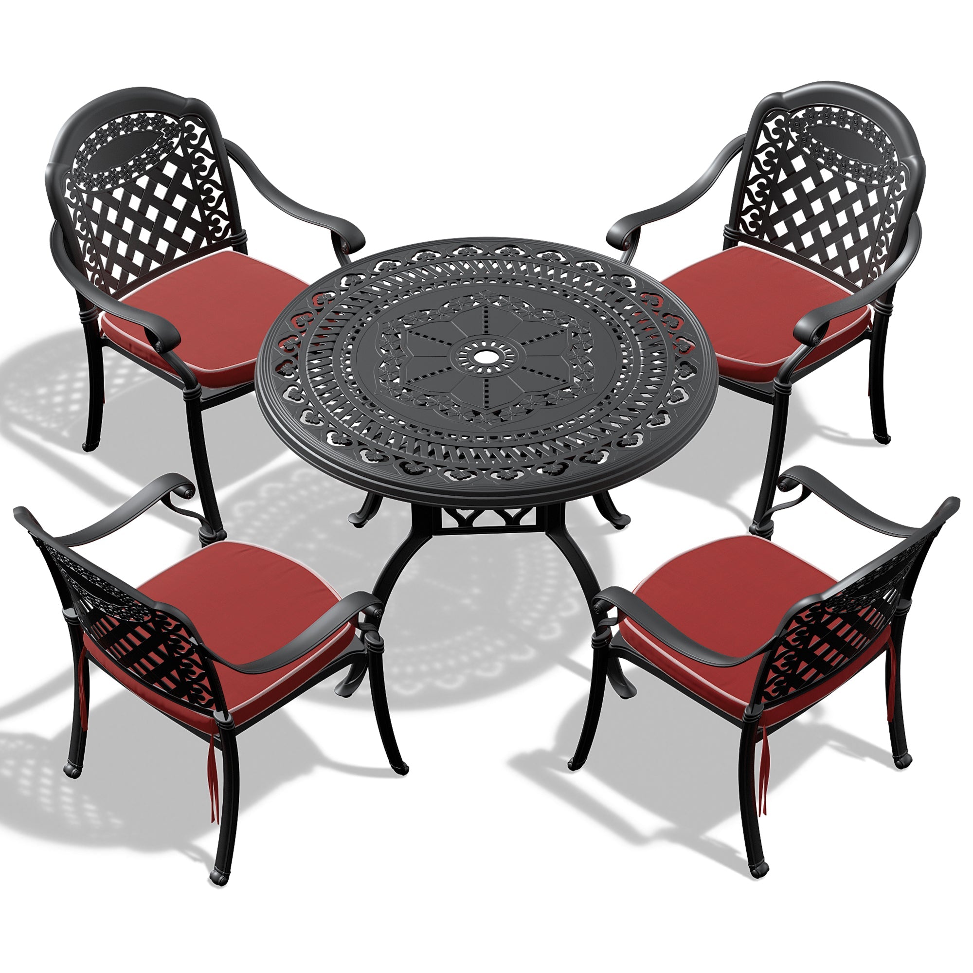 (Cushions In Random Colors)5-Piece Set Of Cast Aluminum Patio Furniture With Cushions