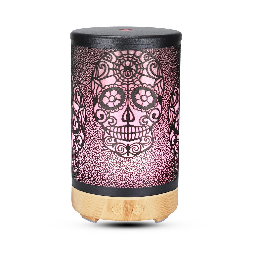 100ml Iron Metal Humificador De Aroma 7 Colors Led Lamp Ultrasonic Electric Skull Aroma Diffuser With Remote