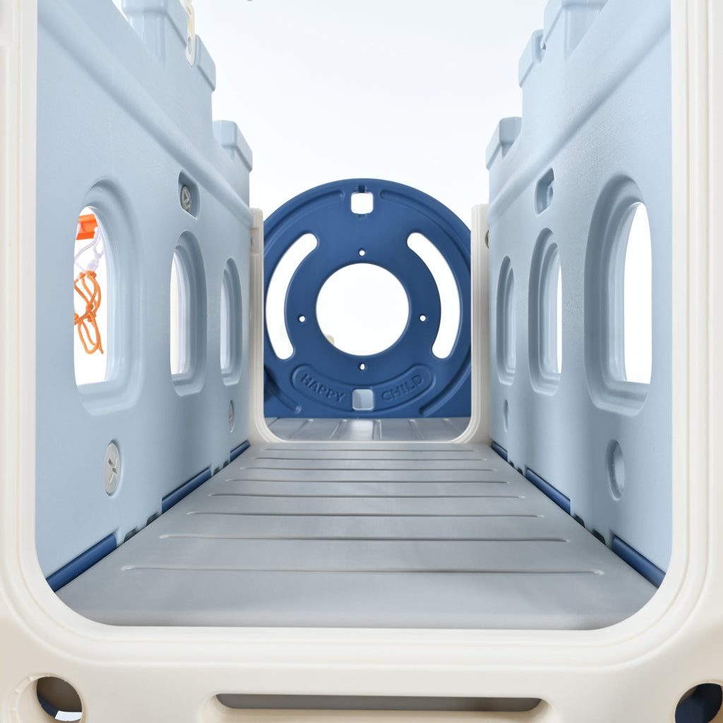 10-1 Toddler Slide Set,Kids Slide for Toddlers Ages 1+, Basketball Hoop Pirate Ship Themed Slide with Ship Head Indoor& Outdoor