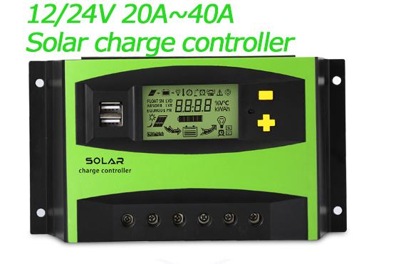 12V 24V 60A 50A 40A 30A  Solar Controller with LCD Function Dual USB 5VDC Output Solar Panel Battery Charge Regulator