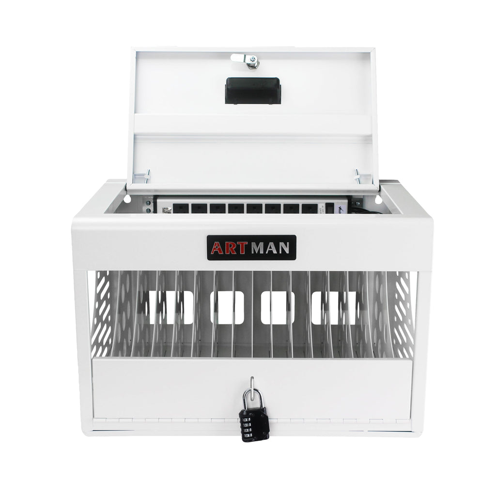 16 Bay Charging Cabinet for Laptop Chromebook Locking Charging Station-WHITE