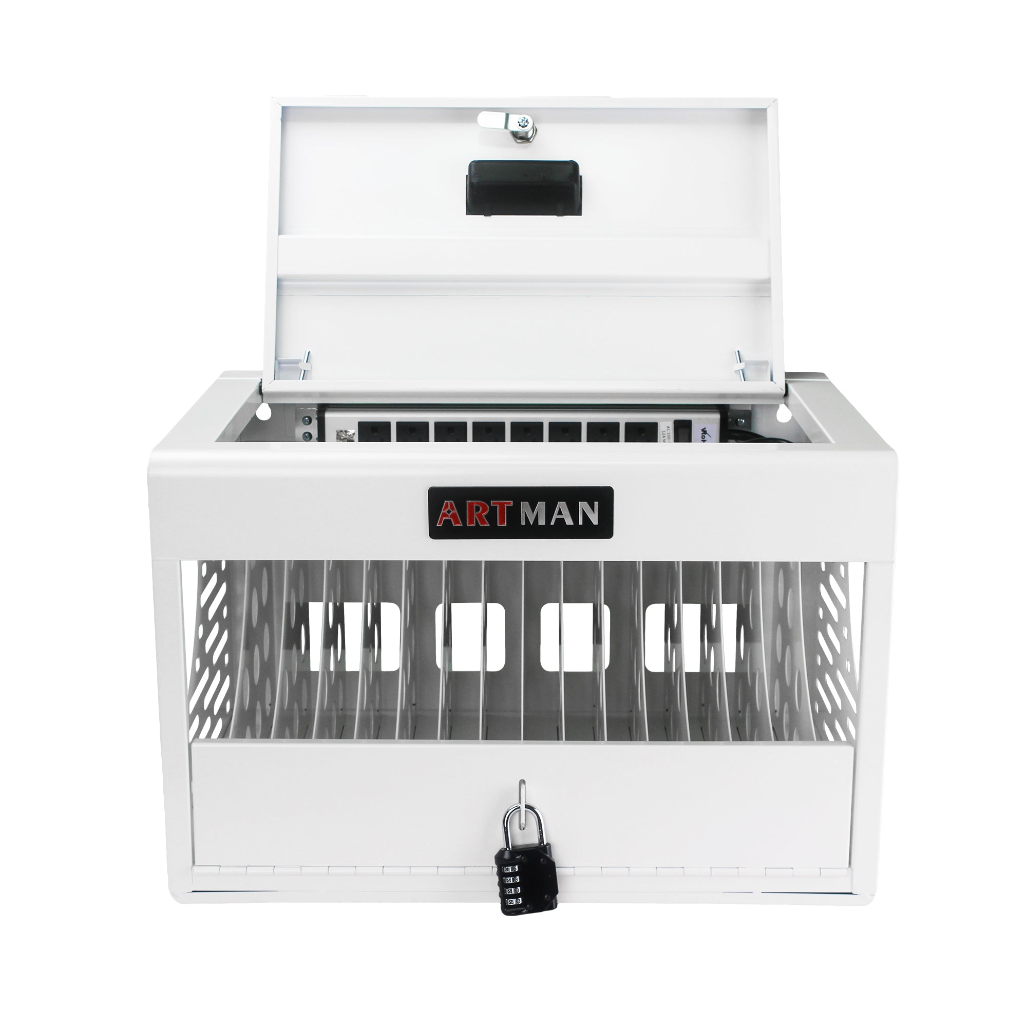 16 Bay Charging Cabinet for Laptop Chromebook Locking Charging Station-WHITE