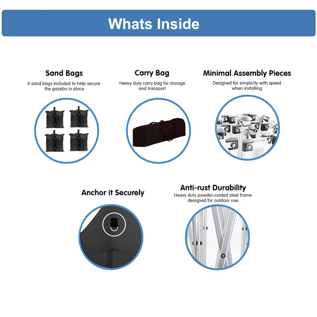 10'x20 'folding canopy with 6 detachable side walls outdoor activity shelters UPF 50+terrace portable tent (blue)