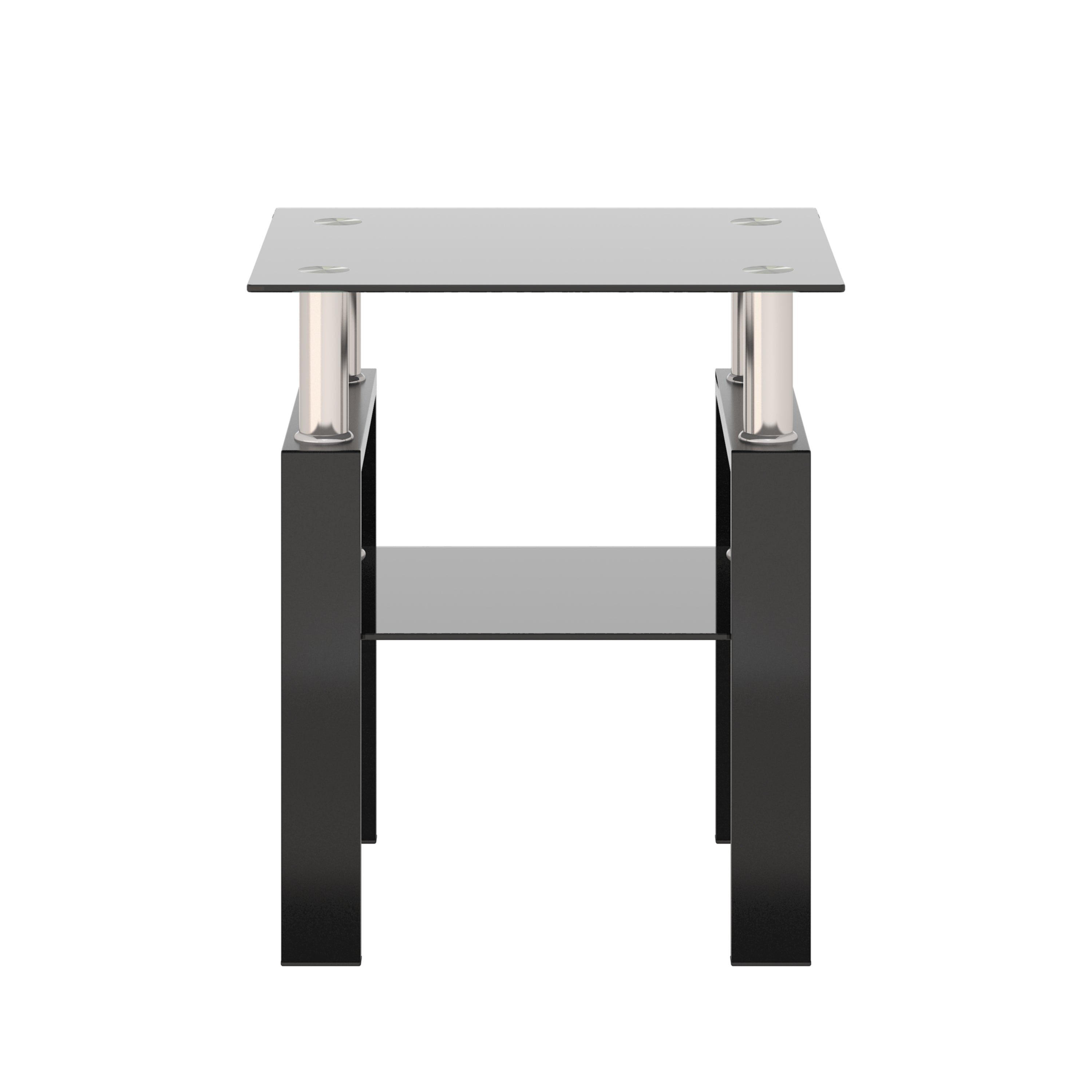 1-Piece Modern Tempered Glass Tea Table Coffee Table End Table, Square Table for Living Room, Black