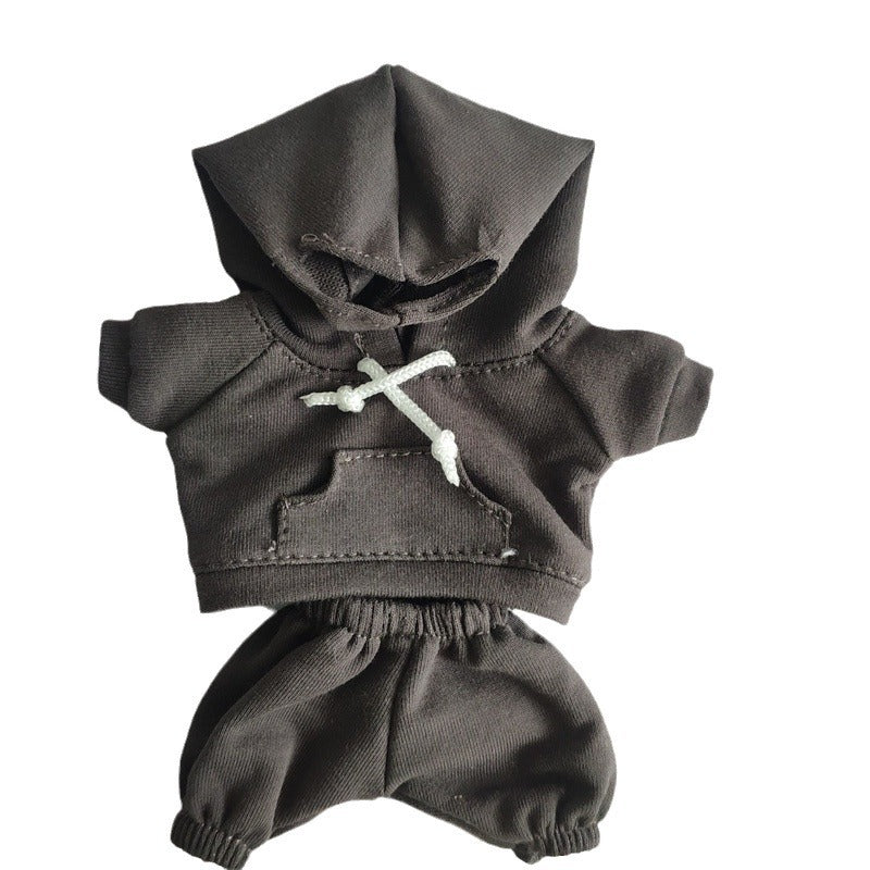 17cm Vinyl Macaron Plush Keychain Pulling Cloth Pendant Labubu Doll for Hoodie Pants Set