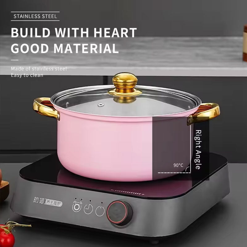 12 - piece wine - red non - stick stainless - steel soup pot set, induction - friendly for kitchen use.