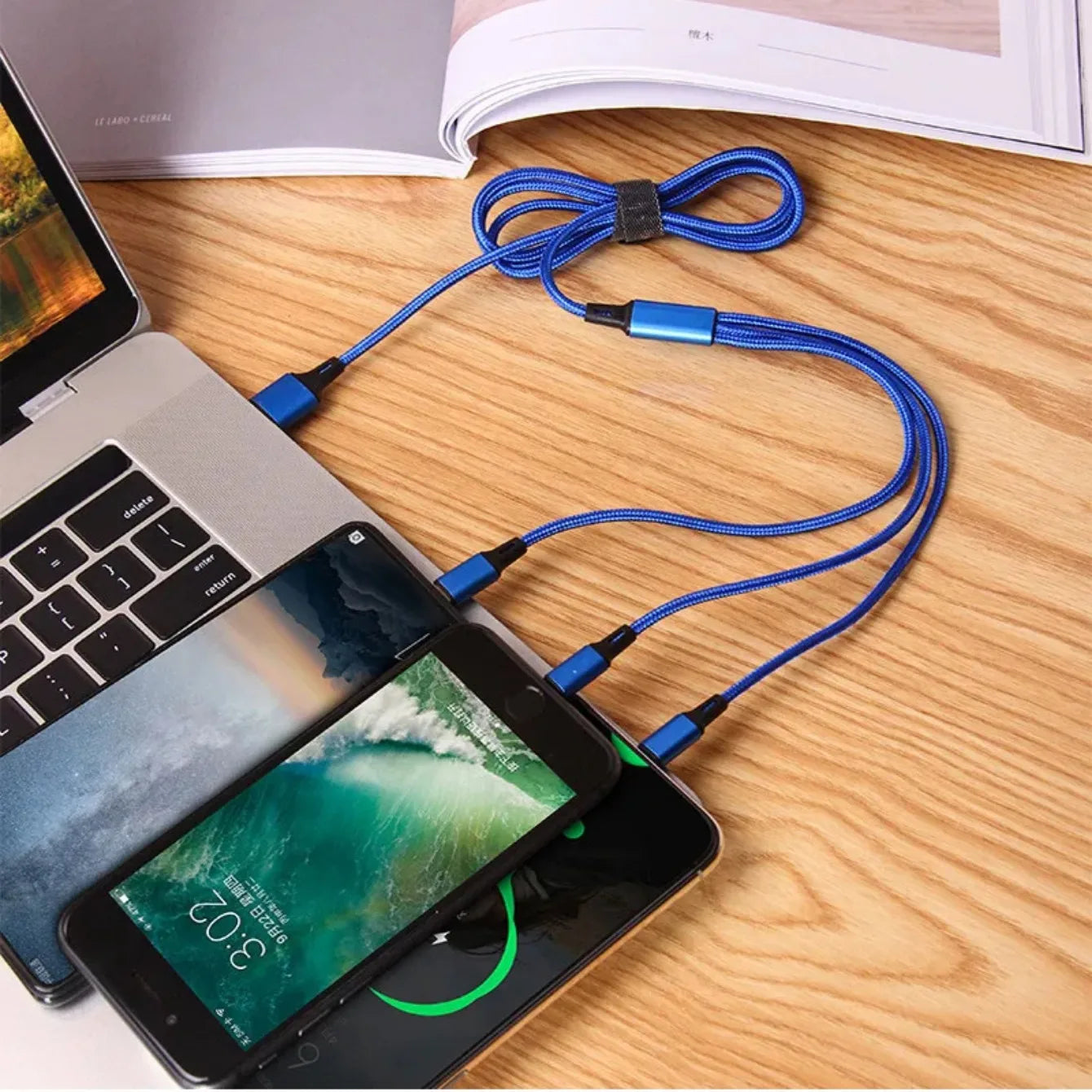 1.2M Charging Cable 3 In 1 USB Type C Charger Cord MultiPort Micro Cable For iPhone 15 14 Pro Max Samsung Galaxy Xiaomi 12