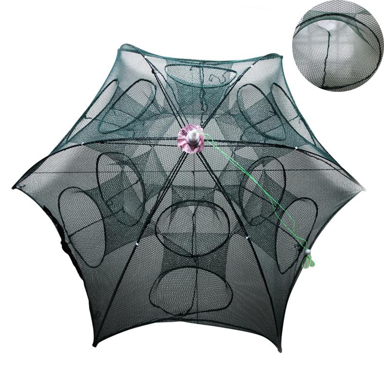 12 Holes Foldable Crab Fish Trap Cast Net Cast Folding Fishing Net