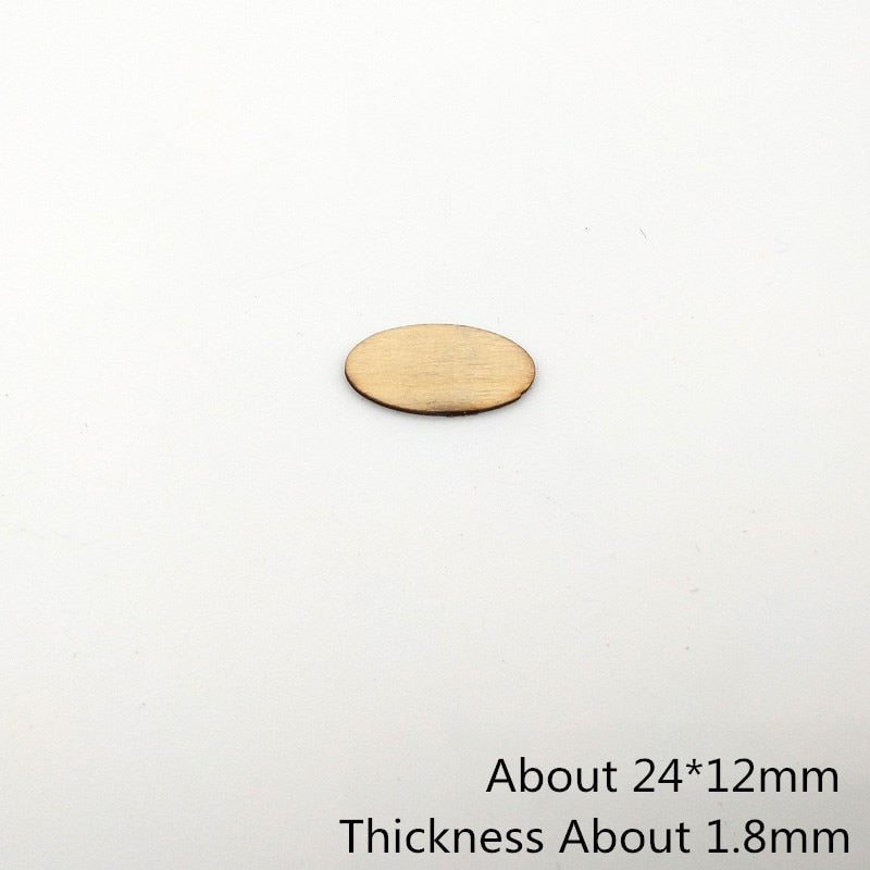 100pcs Elliptic Natural Wooden Chips Crafts For Handmade Card Diy Pattern Tag Scrapbooking Embellishment Wood Making