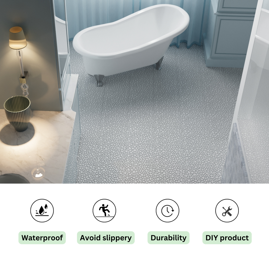 12 x 12 inch gray interlocking deck tiles, plastic waterproof pebble pattern, pack of 12 pieces