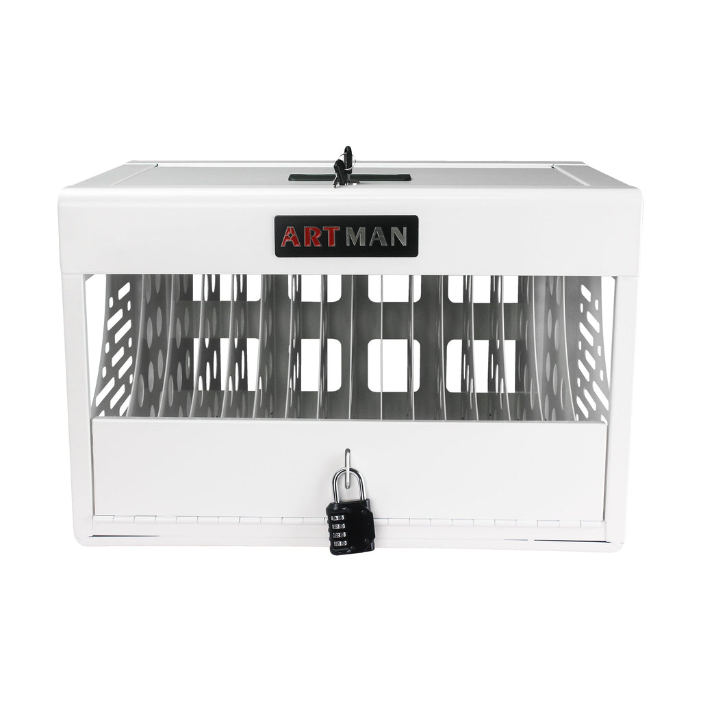 16 Bay Charging Cabinet for Laptop Chromebook Locking Charging Station-WHITE
