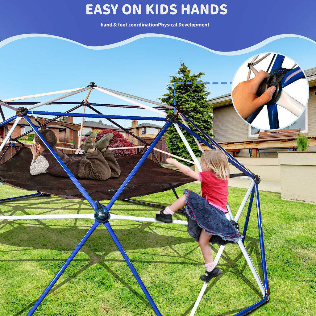 10FT Climbing Dome for Kids Jungle Gym Apply To Park Dome Climber With Hammock Playground Equipment