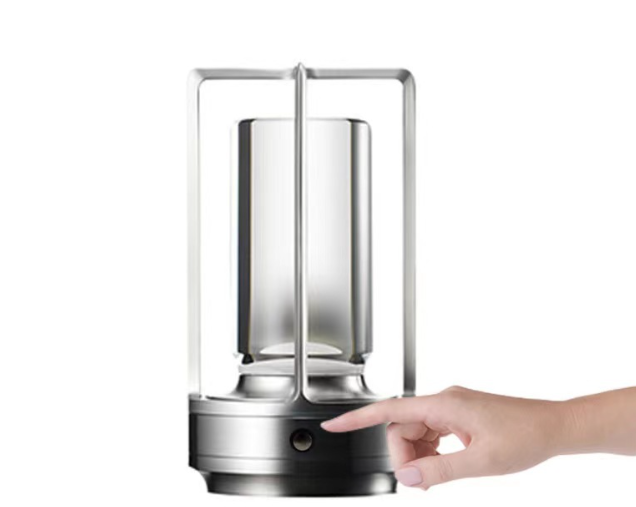 "Vintage Aluminum Table Lamp with LED Dining Table Ambience Light, USB Charging, Touch Control, Decorative Bar and Camping Night Light"