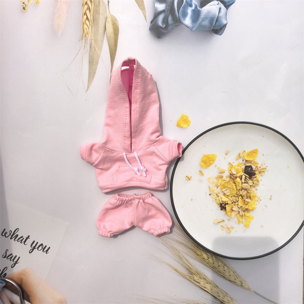 17cm Vinyl Macaron Plush Keychain Pulling Cloth Pendant Labubu Doll for Hoodie Pants Set