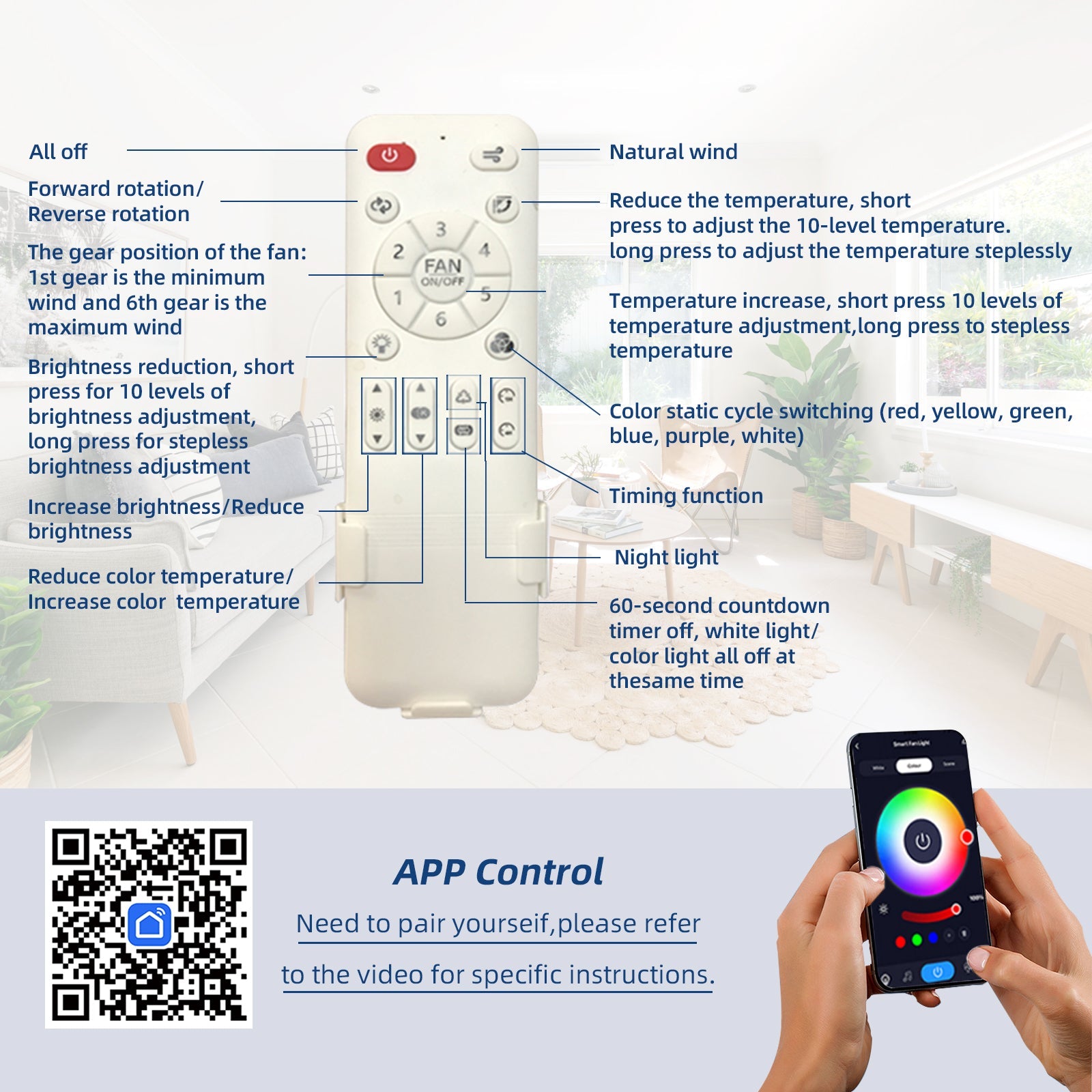 18" Smart LED Bladeless Ceiling Fans Remote with Alexa/Google, Modern Flush Mount RGB Ceiling Fan for Bedroom