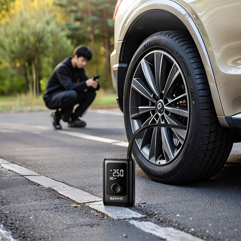 150PSI Rechargeable Electric Tire Pump with Light & LCD: for cars, bikes