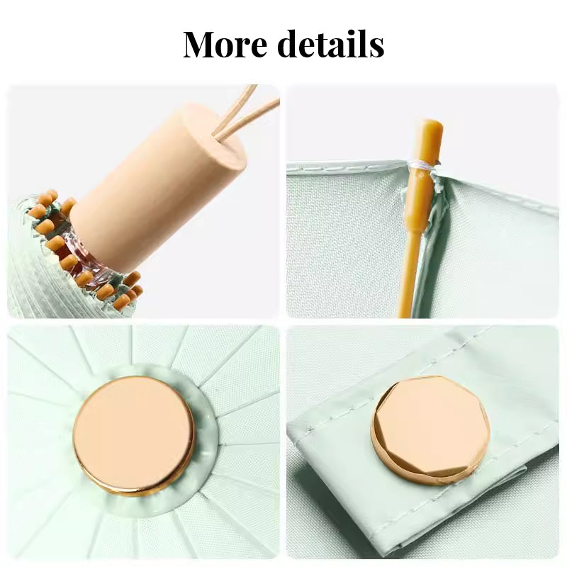 16-rib color rubber & gold aluminum alloy frame: new Chinese retro folding umbrella with sun protection and UV resistance.