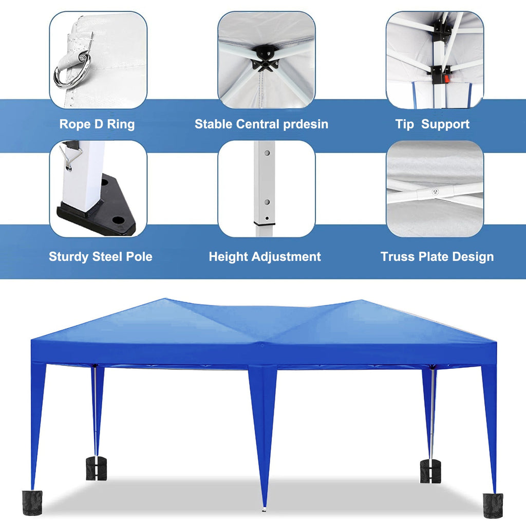 10'x20 'folding canopy with 6 detachable side walls outdoor activity shelters UPF 50+terrace portable tent (blue)