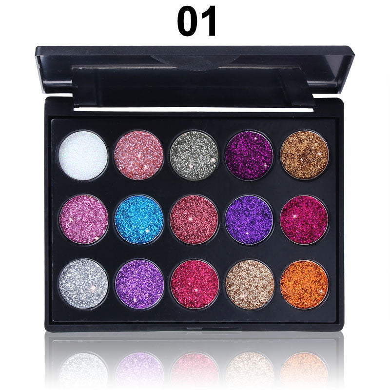 15 Colors Diamond Sequin Eyeshadow Palette Shiny Glitter Powder Highlighter Eyeshadow