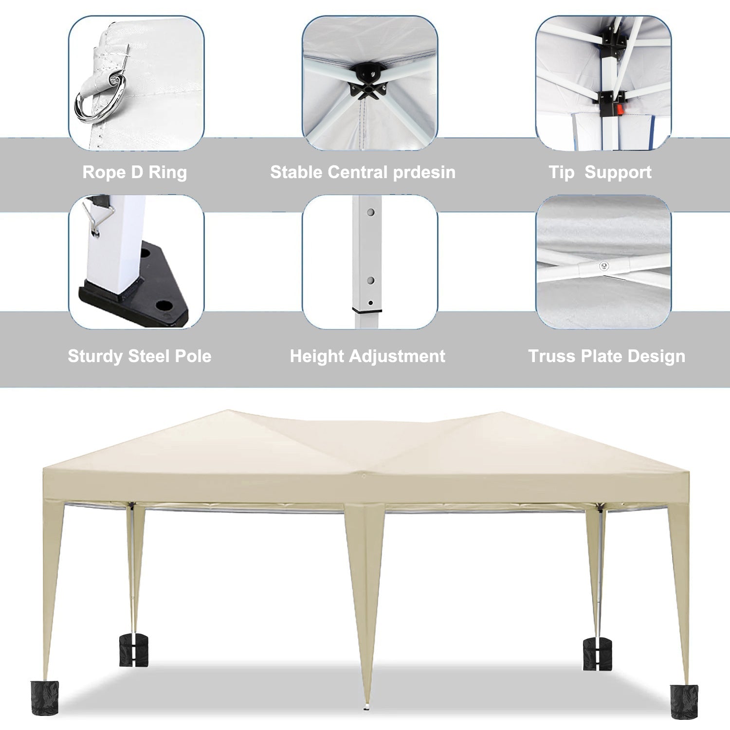 10'x20 'folding canopy with 6 detachable side walls for outdoor activity shelter UPF 50+terrace portable tent