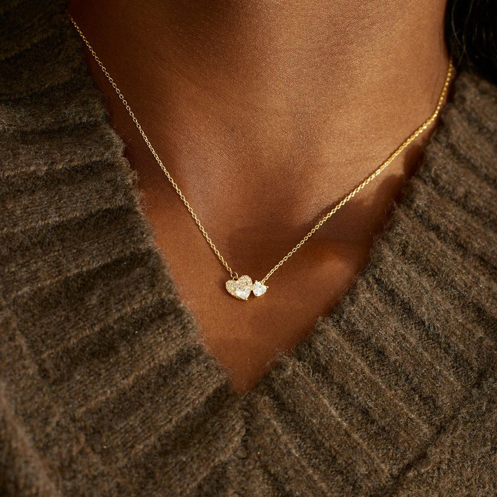 18K Gold-Plated 925 Sterling Silver Zircon Heart Necklace
