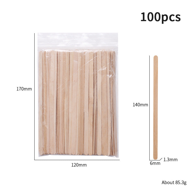 100-Piece Bag of Disposable Wooden Sticks for Hair Removal Waxing and Scraping Tools