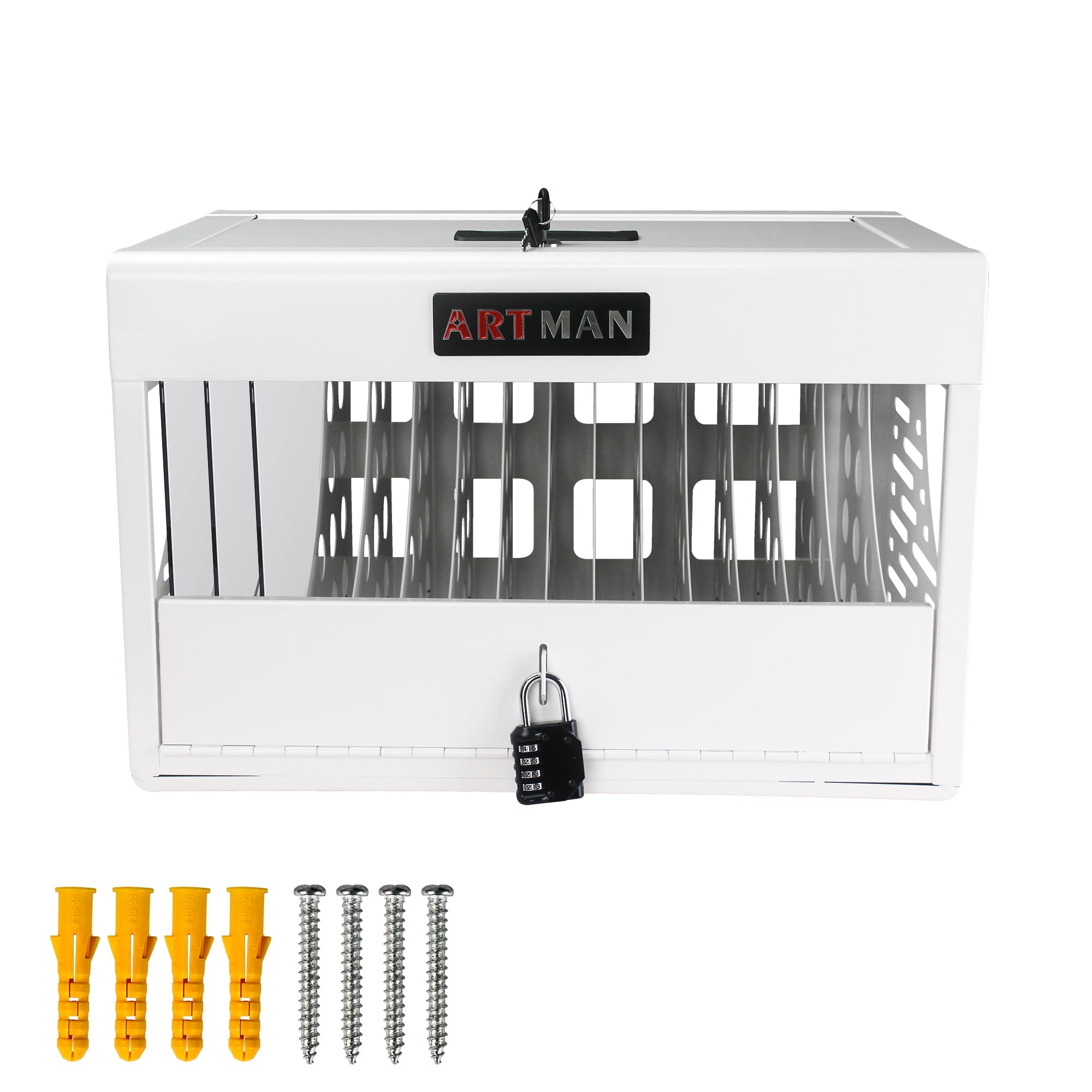 16 Bay Charging Cabinet for Laptop Chromebook Locking Charging Station-WHITE