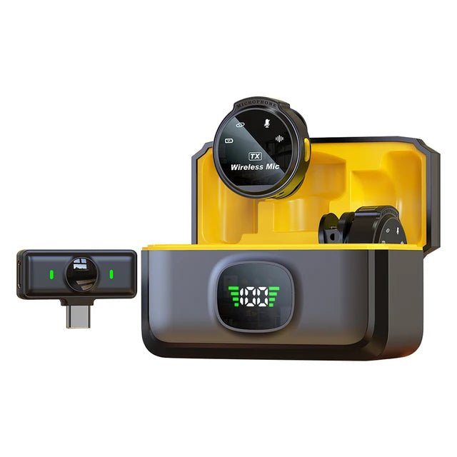 1 To 2 Wireless Lapel Microphone for USB-C /for iOS Camera 50m Range Noise Cancellation 400mAh Battery for Photography Vlog