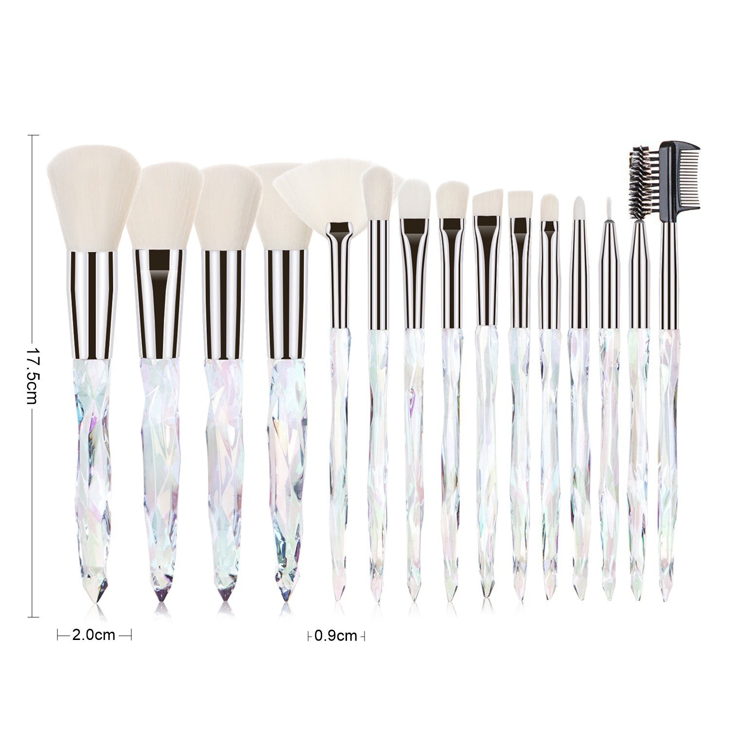 15 pcs Makeup Brushes Diamond Crystal Handle Makeup Tools Foundation Eyeshadow Brush